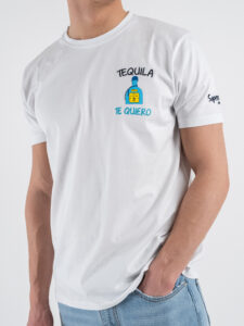 SUPERCULTURE T-shirt in cotone con stampa e ricamo TEQUILA TE QUIERO Bianca (4)