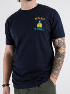 SUPERCULTURE T-shirt in cotone con stampa e ricamo TEQUILA TE QUIERO Blu (3)
