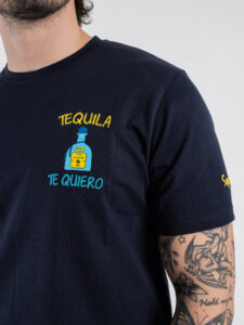 SUPERCULTURE T-shirt in cotone con stampa e ricamo TEQUILA TE QUIERO Blu (4)