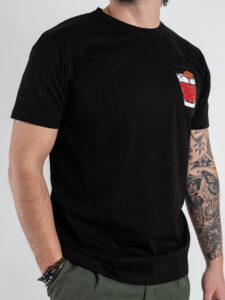 SUPERCULTURE T-shirt in cotone con stampa e ricamo TIRARE A CAMPARE Nero (1)