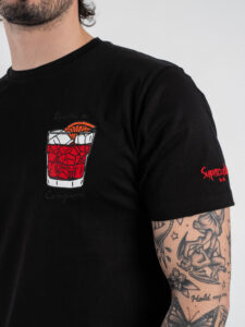 SUPERCULTURE T-shirt in cotone con stampa e ricamo TIRARE A CAMPARE Nero (4)