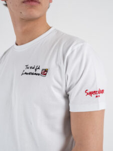 SUPERCULTURE T-shirt in cotone con stampa e ricamo TU VUO’ FA’ L’AMERICANO Bianca (1)