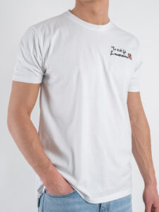 SUPERCULTURE T-shirt in cotone con stampa e ricamo TU VUO’ FA’ L’AMERICANO Bianca (2)