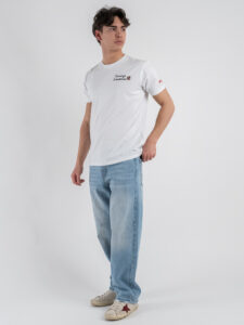 SUPERCULTURE T-shirt in cotone con stampa e ricamo TU VUO’ FA’ L’AMERICANO Bianca (3)