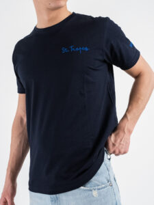 SUPERCULTURE T-shirt in cotone con stampa frontaretro e ricamo ST. TROPEZ Blu (1)