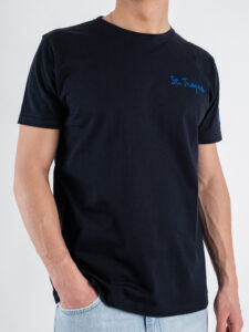 SUPERCULTURE T-shirt in cotone con stampa frontaretro e ricamo ST. TROPEZ Blu (3)
