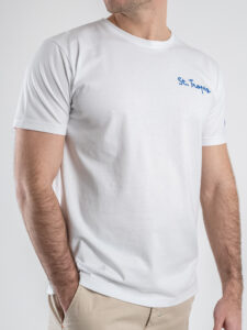 SUPERCULTURE T-shirt in cotone con stampa fronteretro e ricamo ST. TROPEZ Bianca (1)