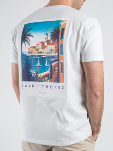SUPERCULTURE T-shirt in cotone con stampa fronteretro e ricamo ST. TROPEZ Bianca (3)