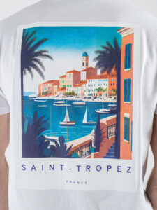 SUPERCULTURE T-shirt in cotone con stampa fronteretro e ricamo ST. TROPEZ Bianca (4)