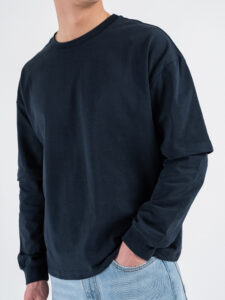 T-shirt over con doppia manica 1066 Blu (1)