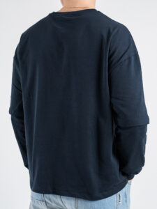 T-shirt over con doppia manica 1066 Blu (2)