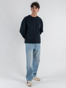 T-shirt over con doppia manica 1066 Blu (3)