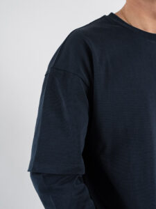 T-shirt over con doppia manica 1066 Blu (5)