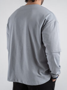 T-shirt over con doppia manica 1066 Grigio chiaro (1)