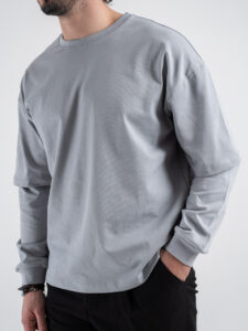 T-shirt over con doppia manica 1066 Grigio chiaro (3)