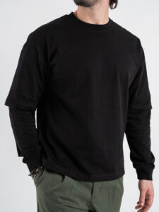 T-shirt over con doppia manica 1066 Nero (3)