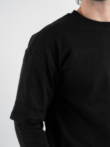 T-shirt over con doppia manica 1066 Nero (4)