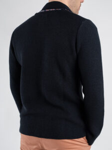 V2 Giacca in maglia Links in cotone con taschino GULNK Blu (2)