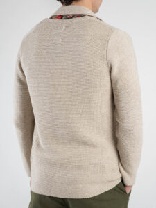 V2 Giacca in maglia Links in cotone con taschino GULNK Sabbia (6)