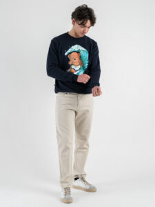 V2 Jeans regular con tasca sul retro in fantasia vespe JTCLS Sabbia