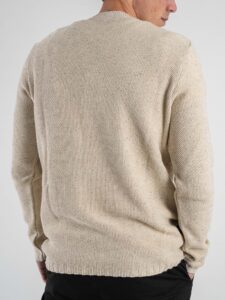 V2 Maglione girocollo in cotone lavorato punto riso MA3D Sabbia (1)
