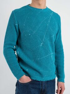 V2 Maglione in cotone con strappi e schizzi MSTR Tiffany (1)
