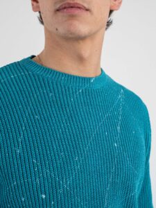 V2 Maglione in cotone con strappi e schizzi MSTR Tiffany (2)