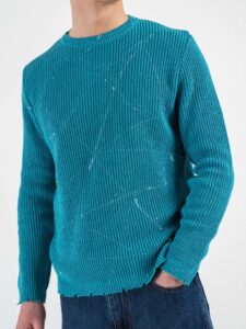 V2 Maglione in cotone con strappi e schizzi MSTR Tiffany (3)