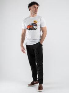 V2 T-shirt basica con stampa orsacchiotto macchina TUBITED7 Bianco (2)
