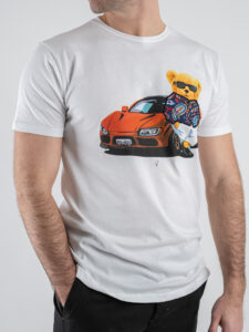 V2 T-shirt basica con stampa orsacchiotto macchina TUBITED7 Bianco (5)