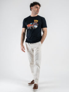 V2 T-shirt basica con stampa orsacchiotto macchina TUBITED7 Blu (2)