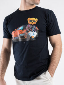 V2 T-shirt basica con stampa orsacchiotto macchina TUBITED7 Blu (3)