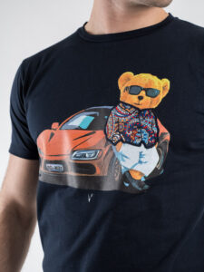 V2 T-shirt basica con stampa orsacchiotto macchina TUBITED7 Blu (4)