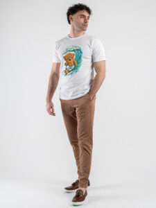 V2 T-shirt basica con stampa surf orsacchiotto TUBITED18 Bianca (2)