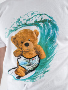 V2 T-shirt basica con stampa surf orsacchiotto TUBITED18 Bianca (4)