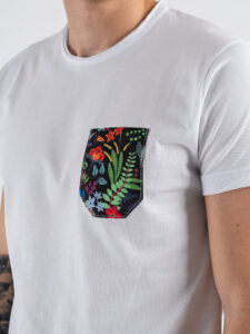 V2 T-shirt basica con taschino floreale TUBI11 Bianca (4)