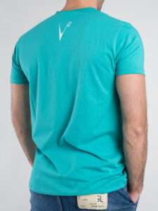 V2 T-shirt basica con taschino mosaico TUTI8 turchese (1)
