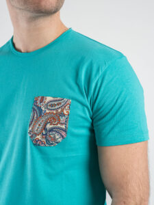 V2 T-shirt basica con taschino mosaico TUTI8 turchese (4)