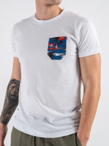 V2 T-shirt basica con taschino palme TUBI14 Bianca (3)