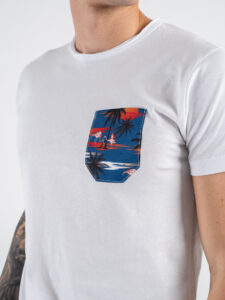V2 T-shirt basica con taschino palme TUBI14 Bianca (4)