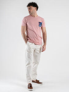 V2 T-shirt basica con taschino palme TURO14 rosa (2)