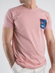 V2 T-shirt basica con taschino palme TURO14 rosa (5)
