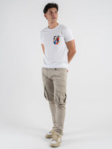 V2 T-shirt basica con taschino piume multicolor TUBI23 Bianca (2)