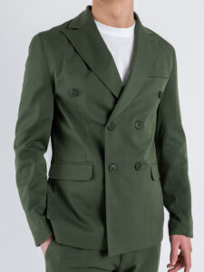 Abito intero leggero in poliviscosa con giacca doppiopetto e pantalone slim fit ASTON VILLA Militare (10)