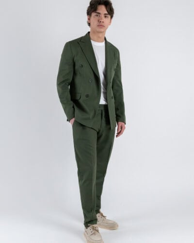 Abito intero leggero in poliviscosa con giacca doppiopetto e pantalone slim fit ASTON VILLA Militare 6 Nuovi Arrivi