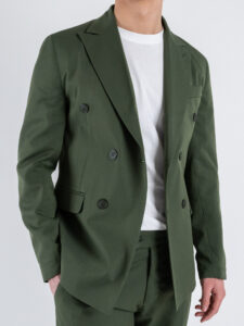 Abito intero leggero in poliviscosa con giacca doppiopetto e pantalone slim fit ASTON VILLA Militare (7)