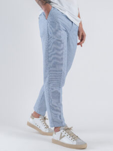 BERNA Abito in misto lino a righe sottili con Giacca 2 bottoni + Pantalone chinos 251115 Azzurro (1)