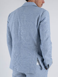 BERNA Abito in misto lino a righe sottili con Giacca 2 bottoni + Pantalone chinos 251115 Azzurro (2)
