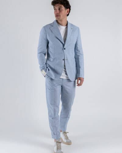 BERNA Abito in misto lino a righe sottili con Giacca 2 bottoni Pantalone chinos 251115 Azzurro 3 Nuovi Arrivi