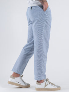 BERNA Abito in misto lino a righe sottili con Giacca 2 bottoni + Pantalone chinos 251115 Azzurro (7)